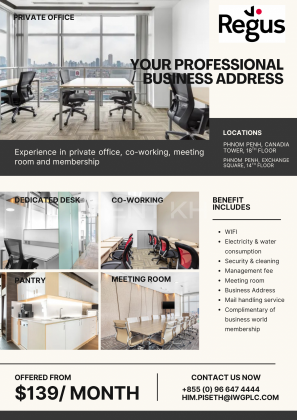 Regus Canadia Bank Tower & Regus Exchange Square Office Space in Phnom Penh Capital